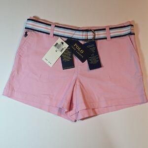 Polo by Ralph Lauren Pink Kids Shorts with Striped Belt NWT SIZE 12